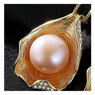 925 sterling silver pearl necklace pendant 18K gold shell pearl necklace NS1 925 silver jewelry wholesales
