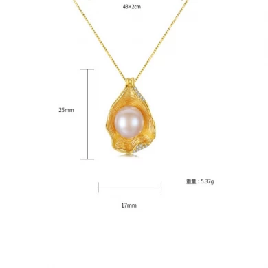 925 sterling silver pearl necklace pendant 18K gold shell pearl necklace NS1 925 silver jewelry wholesales
