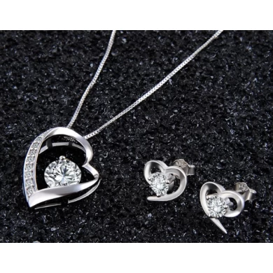 925 sterling silver wedding heart zircon wholesale women jewelry set supplier china