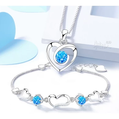 Beautiful Natural Crystal Sterling Silver Necklace and Bracelet Jewelry Set