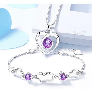 Beautiful Natural Crystal Sterling Silver Necklace and Bracelet Jewelry Set