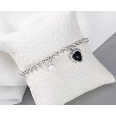 Black agate love pearl 925 sterling silver bracelet manufacturer
