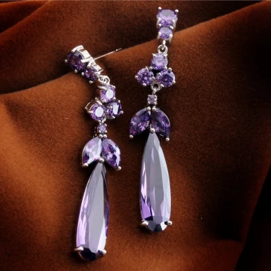 Charm Strass vergoldet colorful High-End Zirkon langer Tropfen Ohrringe Women Fashion Bridal Jewelry