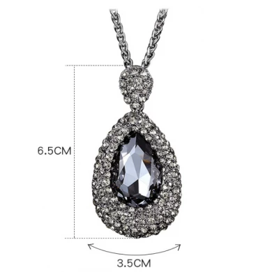 Cheap Price Zinc Alloy Sweater Chain Necklace with Artificial Crystal Pendant