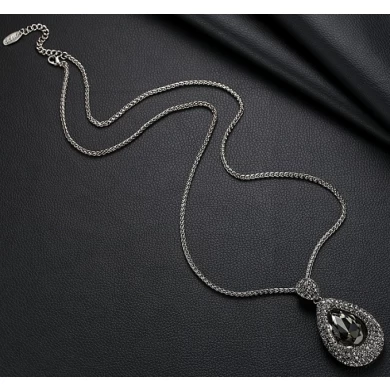 Cheap Price Zinc Alloy Sweater Chain Necklace with Artificial Crystal Pendant