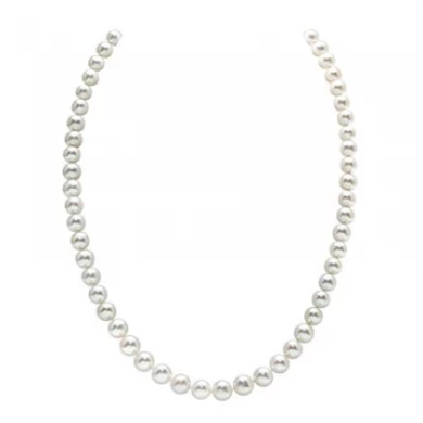 China Supplier 14K Gold Round White Freshwater Cultured Pearl Necklace for Women