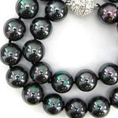 Clásico elegante negro mar del sur collar de perlas para las mujeres