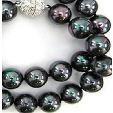 Clásico elegante negro mar del sur collar de perlas para las mujeres