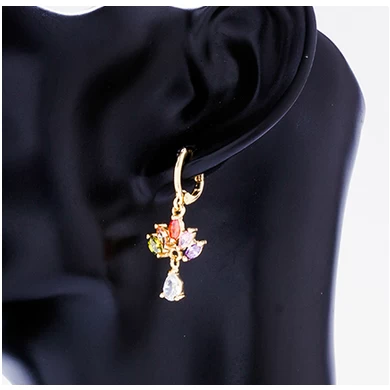 Colorful zircon jewelry set dubai gold plated jewelry, cheap necklace and earrings set manufacturer china