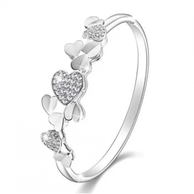 Crystal Bangle Bracelets For Womens Girls 925 Silver Plated Jewelry Christmas Gift