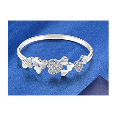 Crystal Bangle Bracelets For Womens Girls 925 Silver Plated Jewelry Christmas Gift