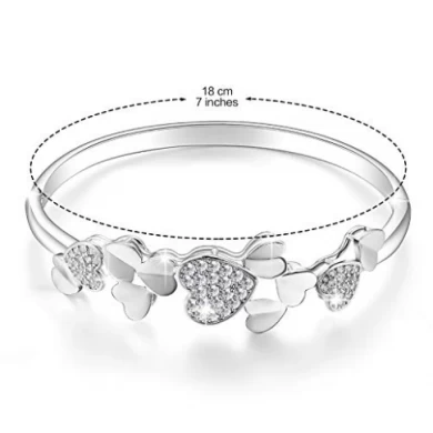 Crystal Bangle Bracelets For Womens Girls 925 Silver Plated Jewelry Christmas Gift