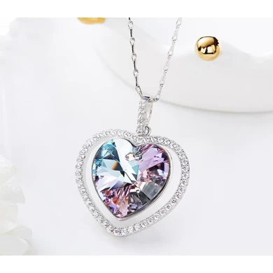 Custom Crystals Jewelry 925 Sterling Silver Heart Pendant Necklace Supplier Shenzhen