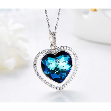 Custom Crystals Jewelry 925 Sterling Silver Heart Pendant Necklace Supplier Shenzhen