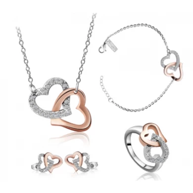 Custom logo rose gold heart jewelry Stainless steel fashion bridal jewelry sets supplier