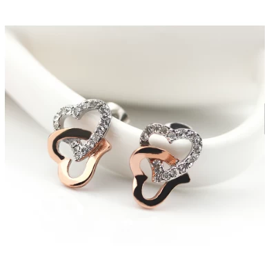 Custom logo rose gold heart jewelry Stainless steel fashion bridal jewelry sets supplier