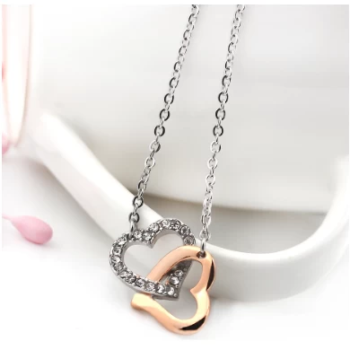 Custom logo rose gold heart jewelry Stainless steel fashion bridal jewelry sets supplier