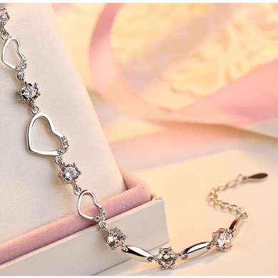 Elegant 925 Silver High Polish Bracelet for Woman Christmas Gift