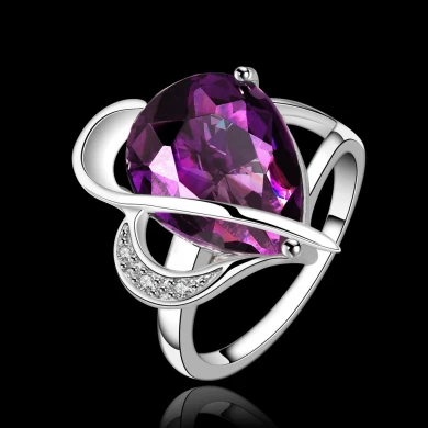 Elegant fashion concise heart of love crystal zircon stone ring