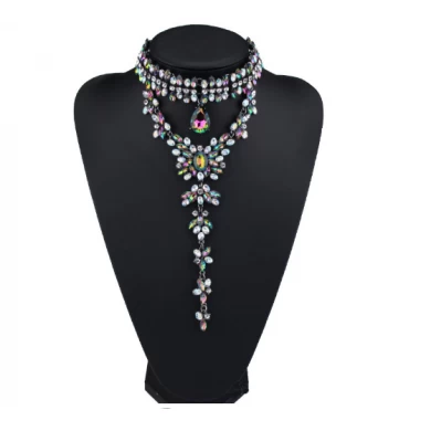 Exquisite Temperament Colored Diamond Necklace for Women Christmas Jewelry Gift