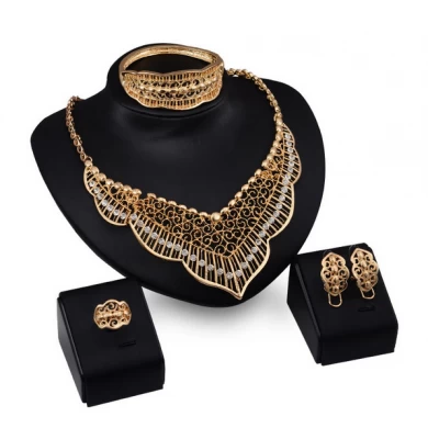 Factory Price Gold Love Alloy Gem Wedding Travel Women's Four-piece Jewelry Set