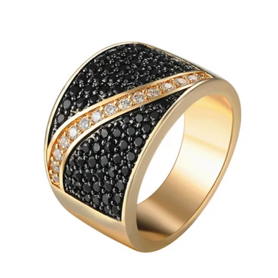 Factory reasonable price black zircon rings 18k gold for men