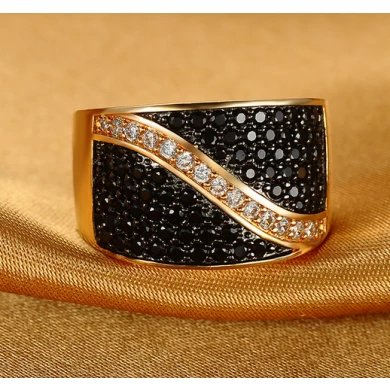 Factory reasonable price black zircon rings 18k gold for men