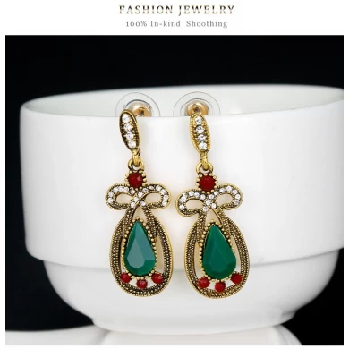 Famosa moda al por mayor pequeños pendientes retro para las niñas diamante multicolor pendientes de piedras preciosas