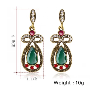 Famosa moda al por mayor pequeños pendientes retro para las niñas diamante multicolor pendientes de piedras preciosas