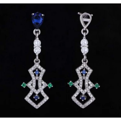 Fashion Colorful Diamond 925 Pure Sliver Drop Diamond Earring Supplier from China