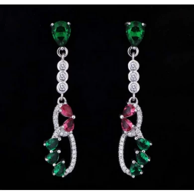 Fashion Colorful Diamond 925 Pure Sliver Drop Diamond Earring Supplier from China