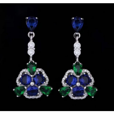 Fashion Colorful Diamond 925 Pure Sliver Drop Diamond Earring Supplier from China