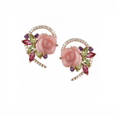 Fashion Heart Resin Flower Ringe Kristalle Silber vergoldet Schmuck