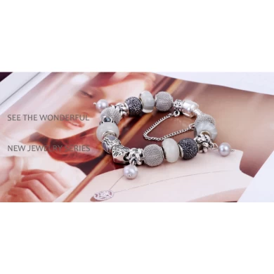 Fashion Jewelry European Silver Plated Bead Bracelet for Women