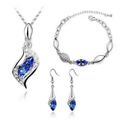 Fashion Lady Drop Crystal Rhinestone Jewelry Set Wholesale in China