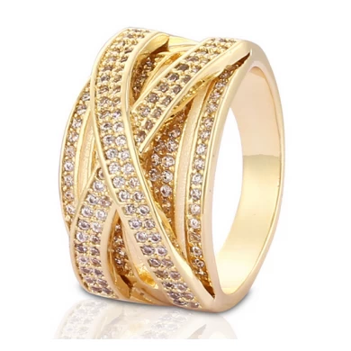 Fashion Latest Designs Gold Plated CZ Wedding Rings for Women & Men's New Model Promise Jewelry
