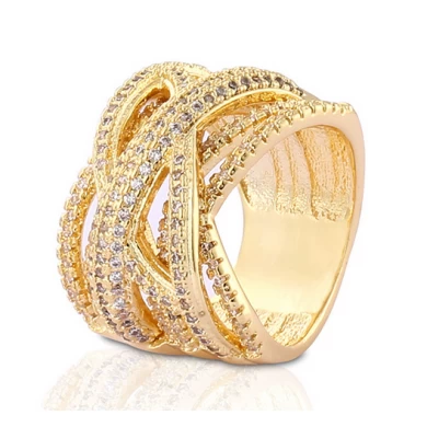 Fashion Latest Designs Gold Plated CZ Wedding Rings for Women & Men's New Model Promise Jewelry