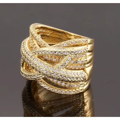 Fashion Latest Designs Gold Plated CZ Wedding Rings for Women & Men's New Model Promise Jewelry