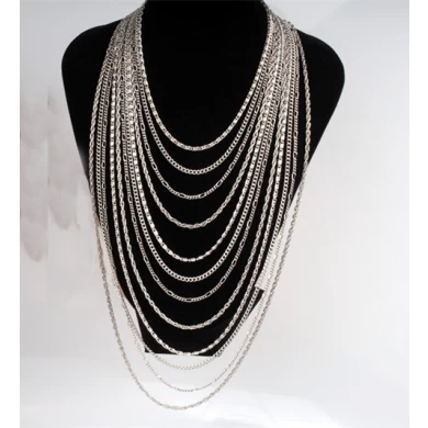 Fashion Necklace Women  Sliver Color Mutli Long Pendant Necklace For Women Statement Jewelry