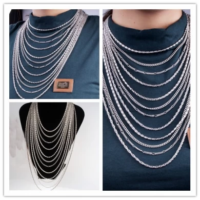 Fashion Necklace Women  Sliver Color Mutli Long Pendant Necklace For Women Statement Jewelry