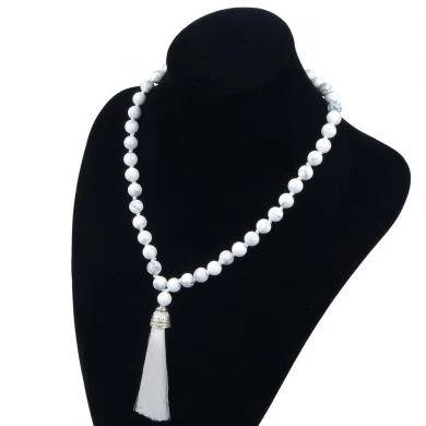 Moda más reciente negro ágata, turquesa o collar blanco borla collar colgantes