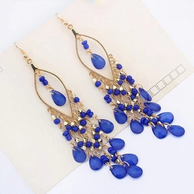 Fashion Women Long  Beaded Ear Stud Hook Dangle Earrings Jewelry Multi Color for Wemen Choose As Gift