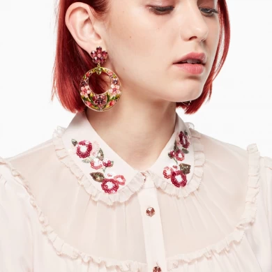 Mode kostüm tropf farbe öl schmuck schöne blume ohrringe großhandel hersteller in Shenzhen China