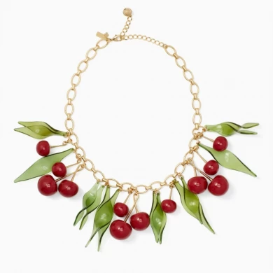 Fashion costume jewelry beautiful wholesale manufacturer Cherry necklace earrring set