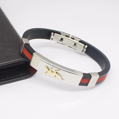 Fashion New Style Mens Bracelet 316 l Stainless Steel Armbänder Bangles mit Gecko, Silikon Armbänder Edelstahl Schmuck