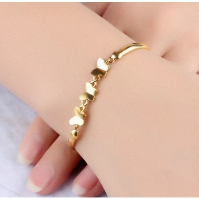 Fashionable  Jewelry Copper 18k Gold Color Plain Bracelet Manufacturer China