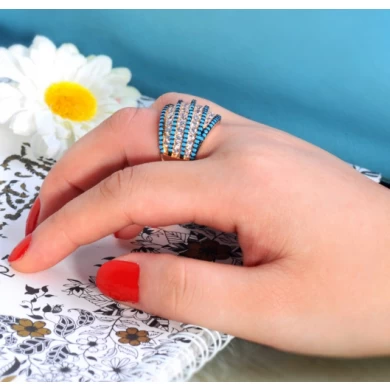 Gold White Blue Zircon Stone Women Men Ring Manufacturer in China