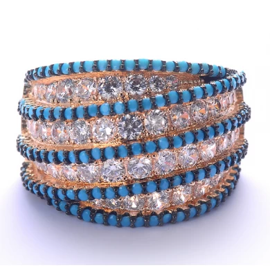 Gold White Blue Zircon Stone Women Men Ring Manufacturer in China