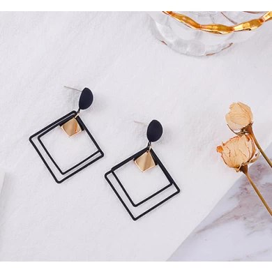 High Polish Stainless Steel Stud Earrings Geometric Shape