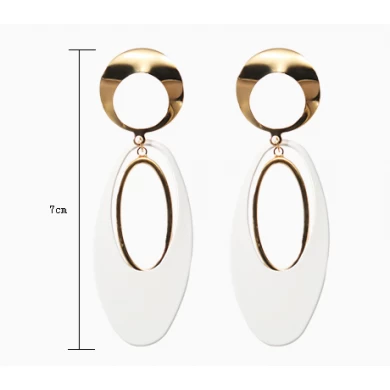 High Quality Gold Plating Zinc Alloy Elliptic Earrings for Woman
